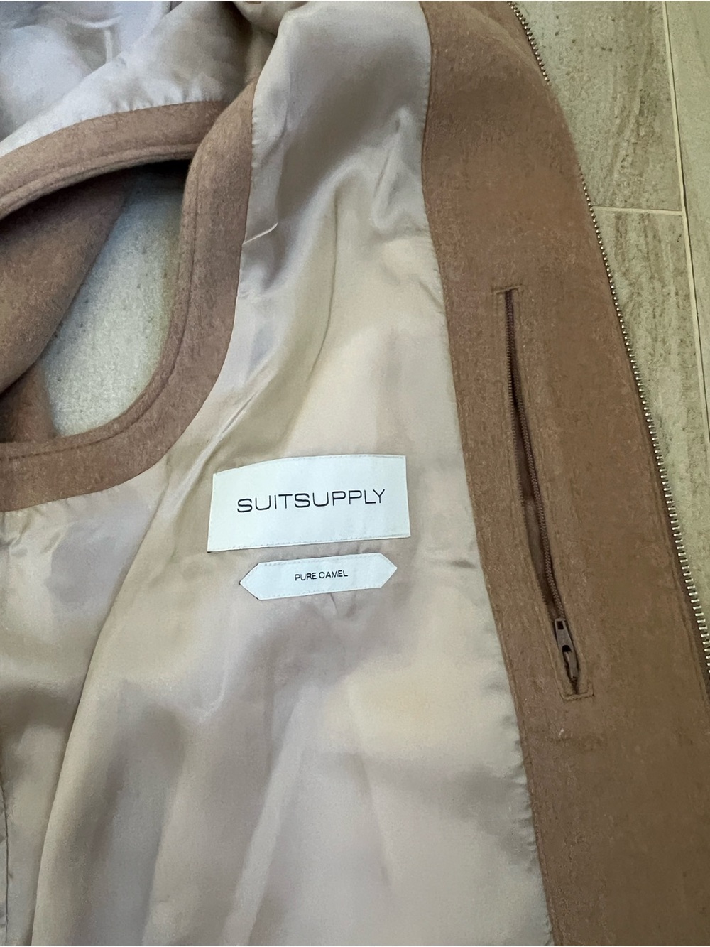 Suitsupply 100% Camel Wool Zip Front Vest - Picture 7 of 11